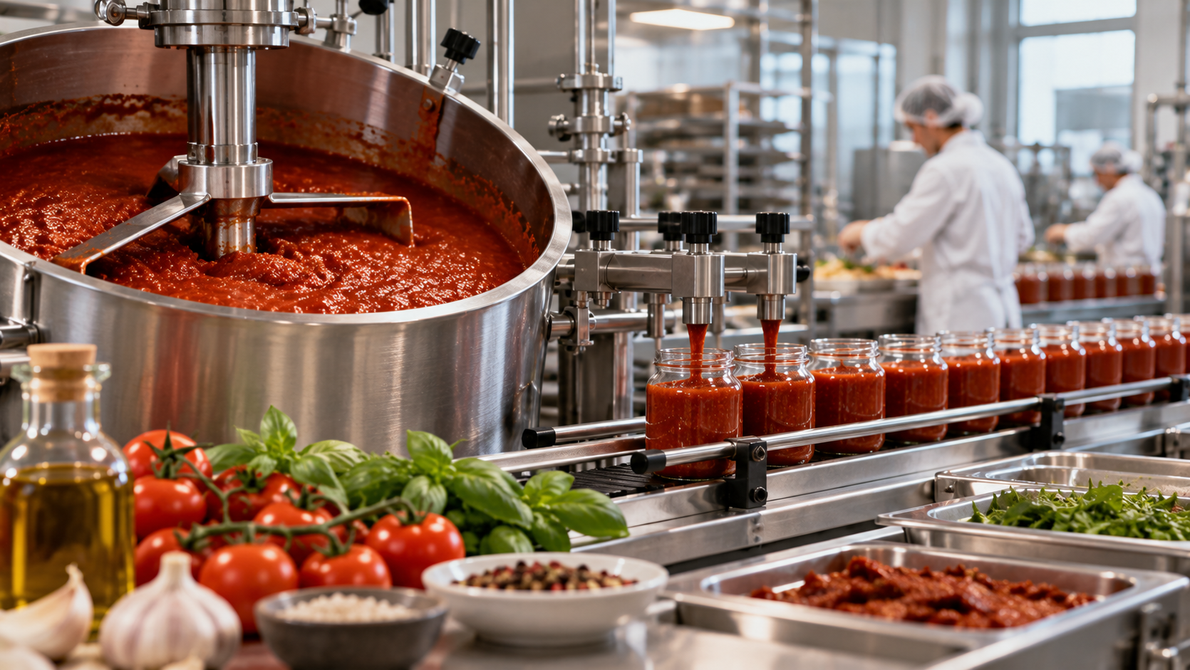 Industrielle Abfüllung von Tomatensauce